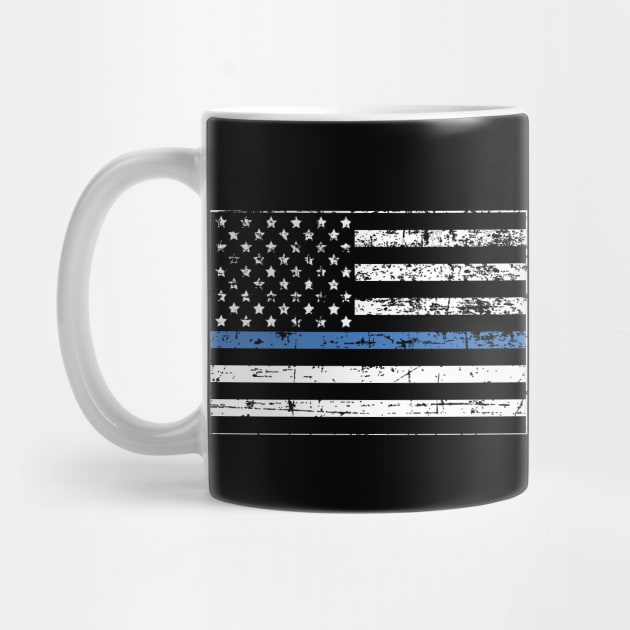 Thin Blue Line Distressed American Flag by YouthfulGeezer